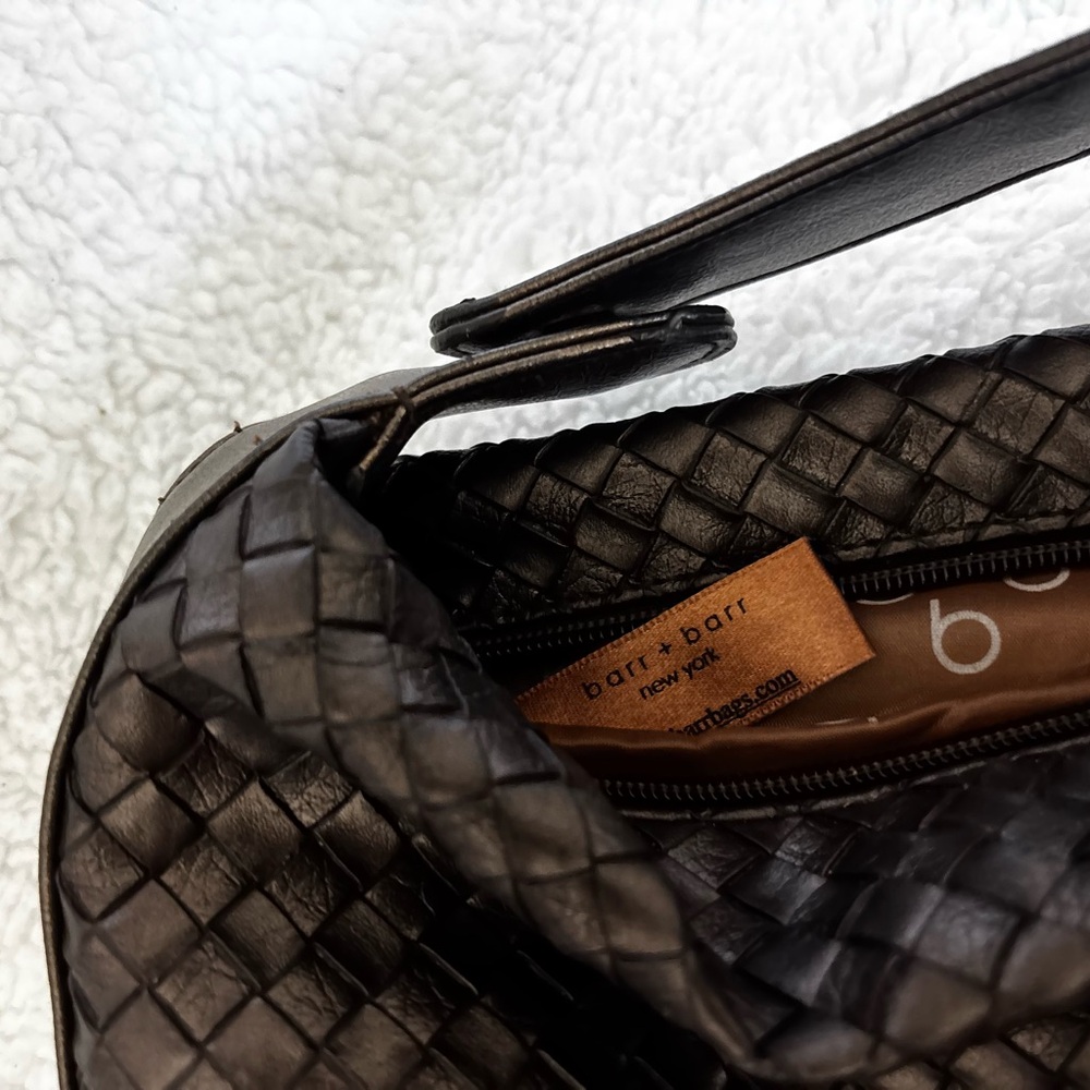 Woven Leather Bag with Bloomie's Lining - Picture 5 of 5